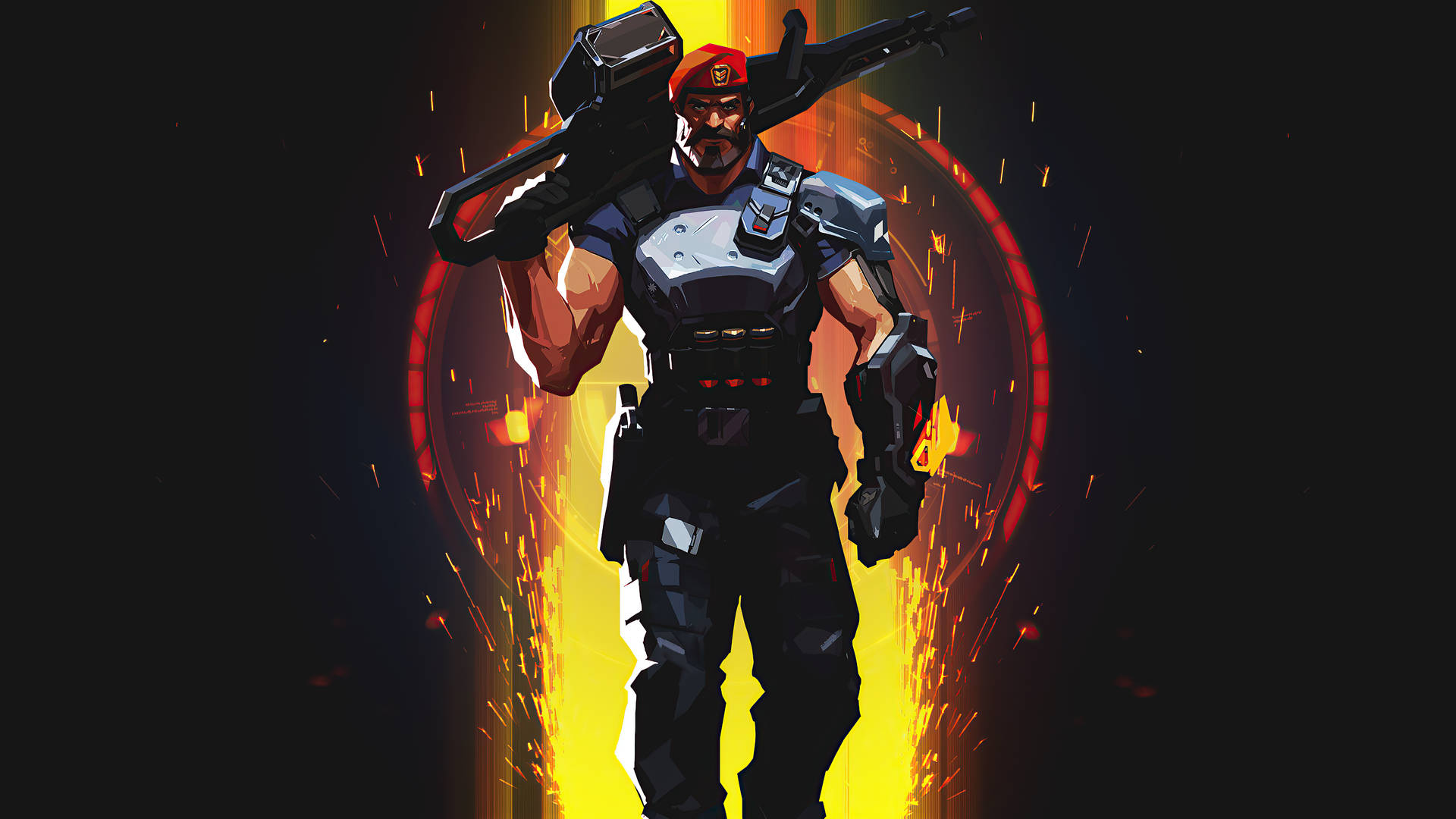 Fondo de pantalla de fuego de Brimstone de Valorant