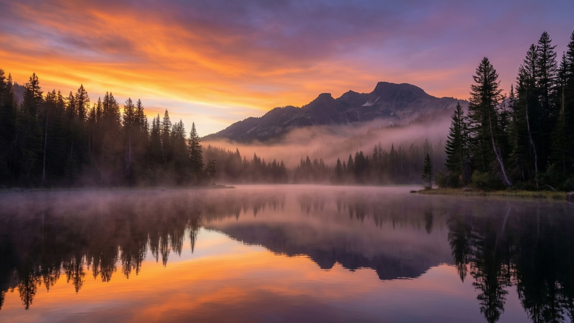Amanecer en el Lago de Montaña Fondos de pantalla