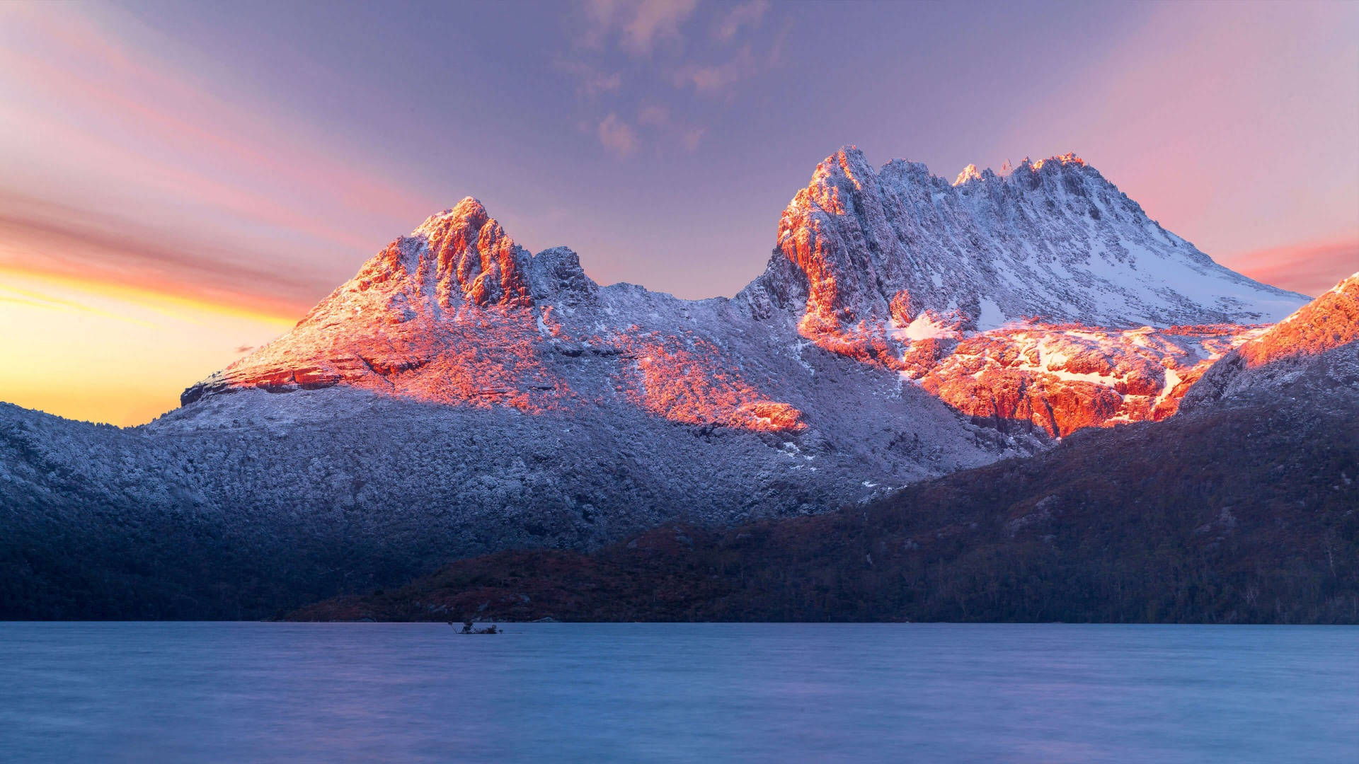 Amanecer Montaña Invernal Estética Fondos de pantalla