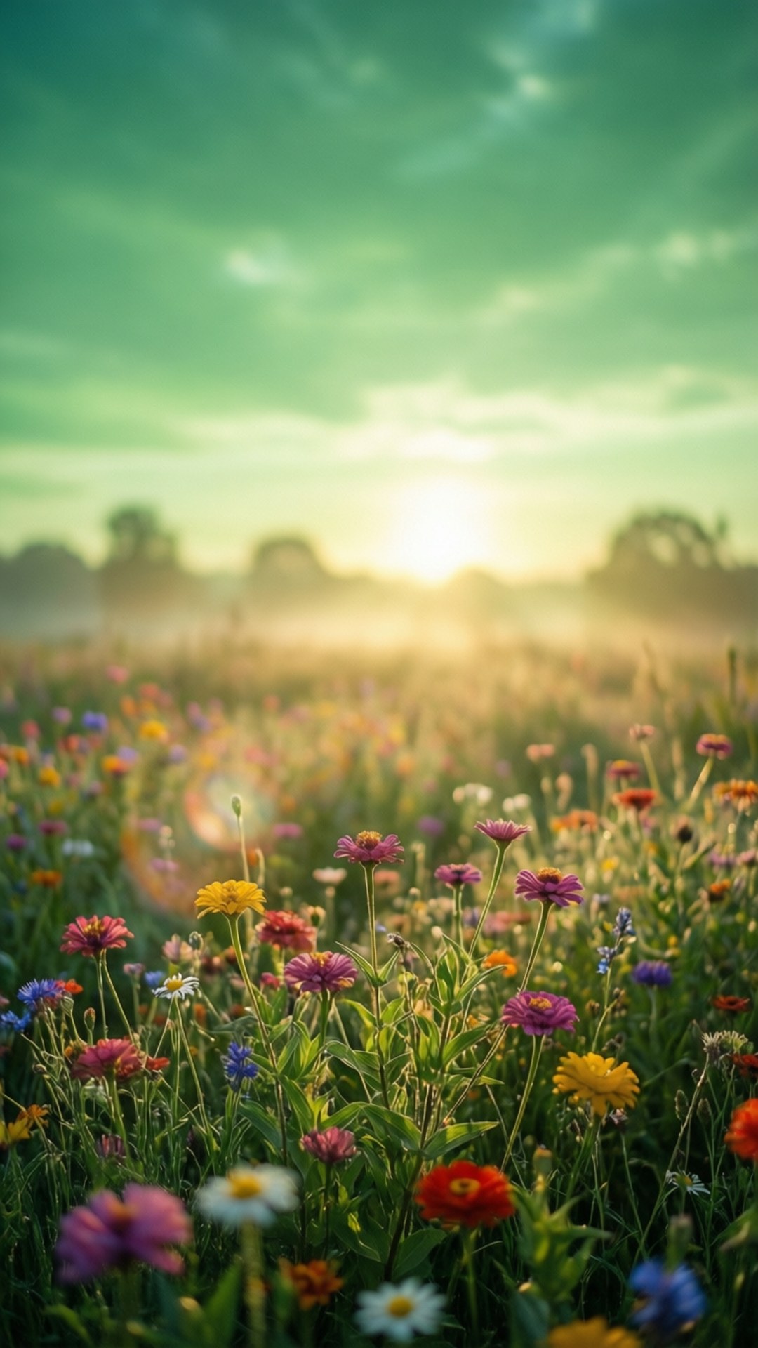 Amanecer sobre flores silvestres Fondos de pantalla