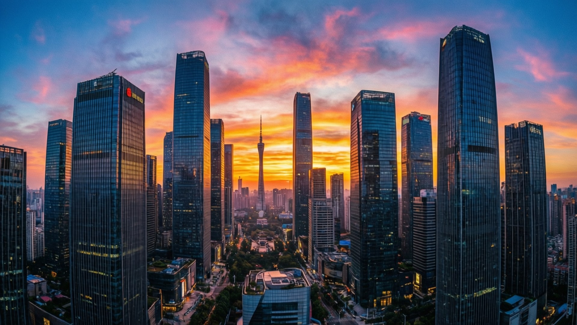 Amanecer urbano en el horizonte Fondos de pantalla