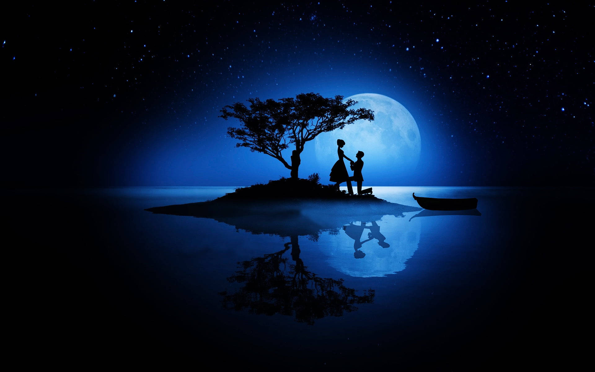 Amantes en la luna galáctica arte Fondos de pantalla