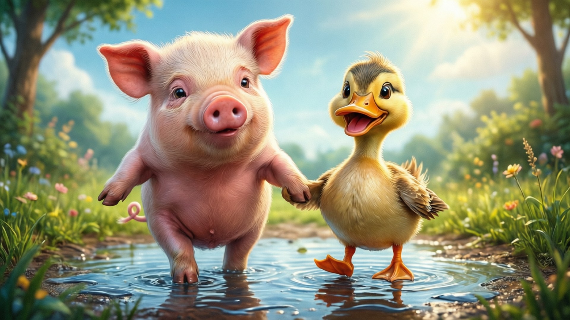 Amigos Cerdito y Pato Fondos de pantalla