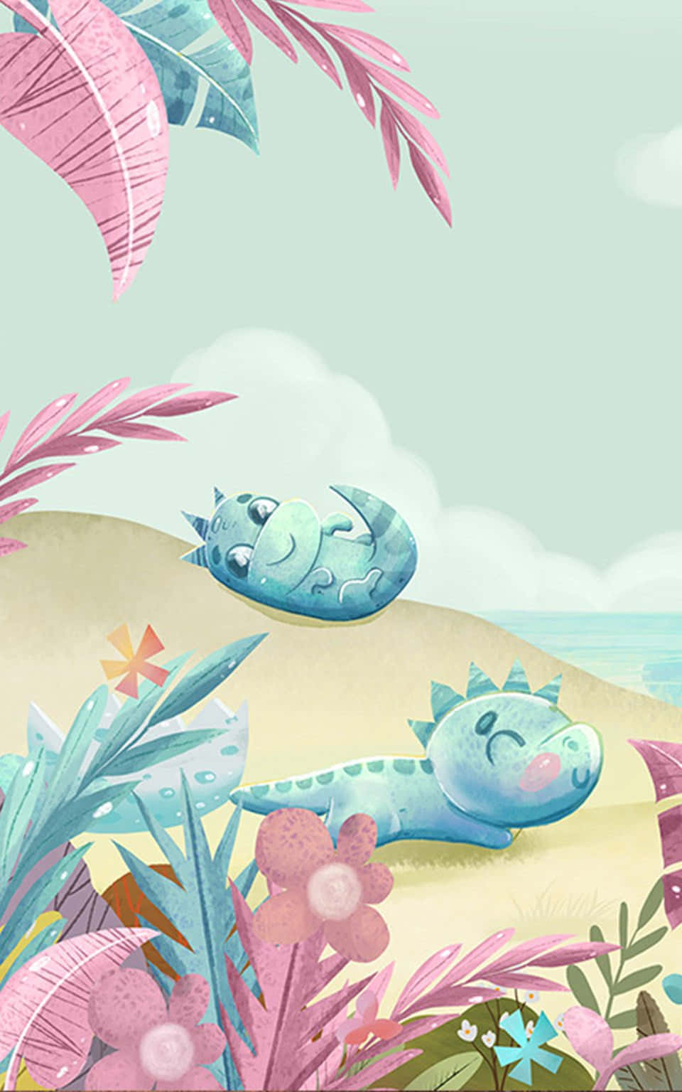 Amigos Prehistóricos Encantadores - Fondo de Dinosaurios Tiernos Fondos de pantalla