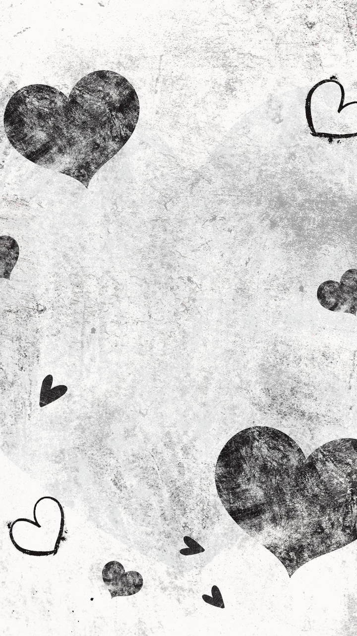 Amor en blanco y negro con corazones texturizados Fondos de pantalla