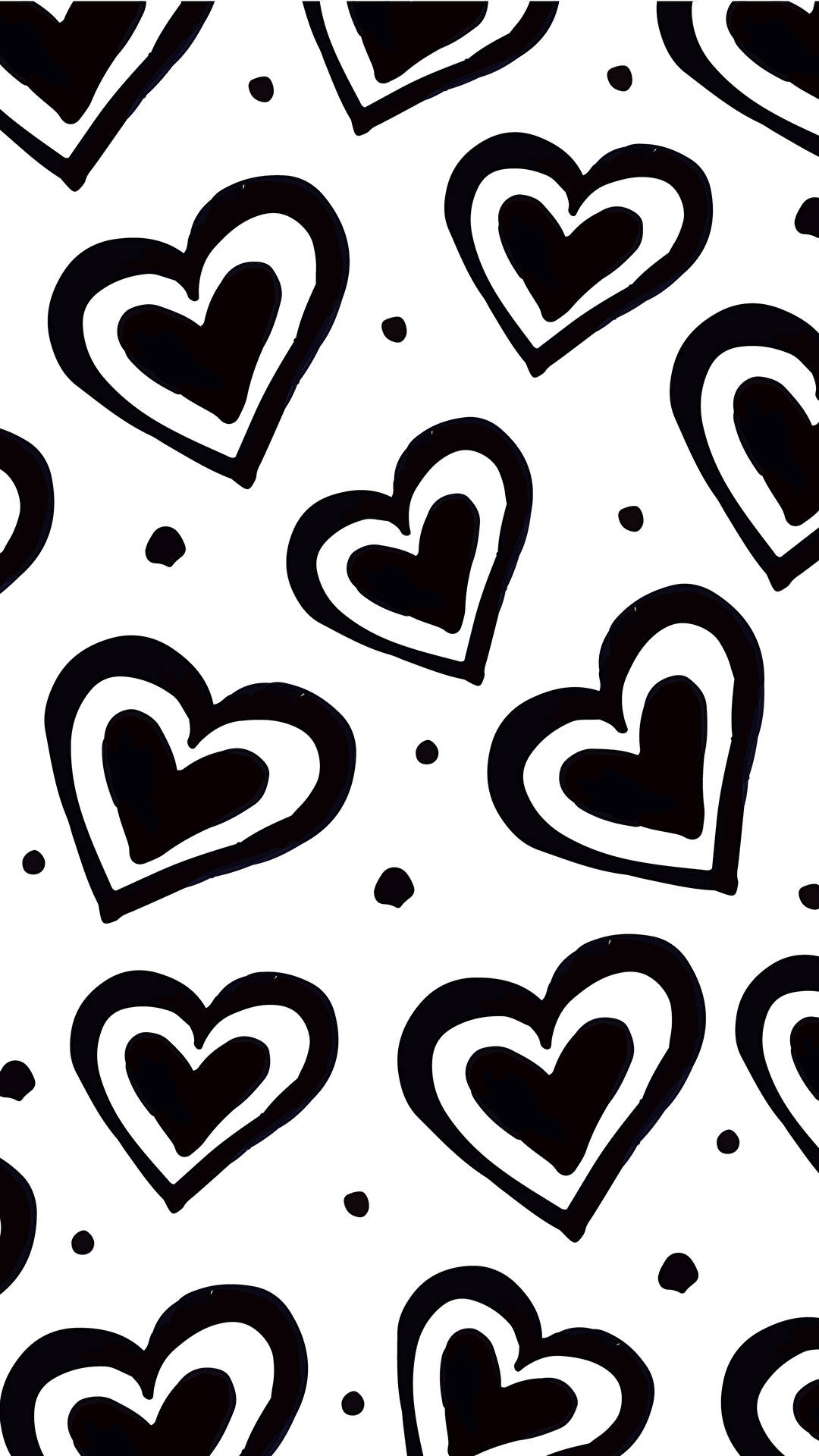 Amor Negro y Blanco Dobles Corazones Fondos de pantalla