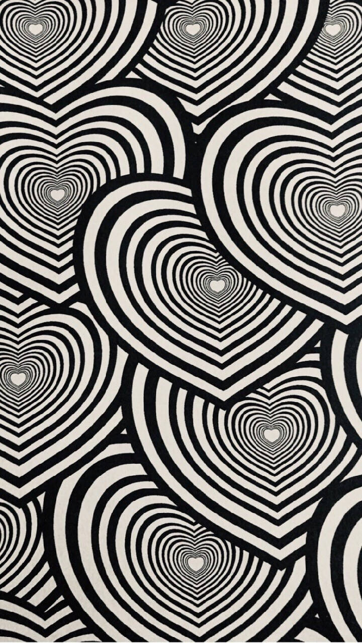 Amor Patrón de Túnel de Corazones en Blanco y Negro Fondos de pantalla