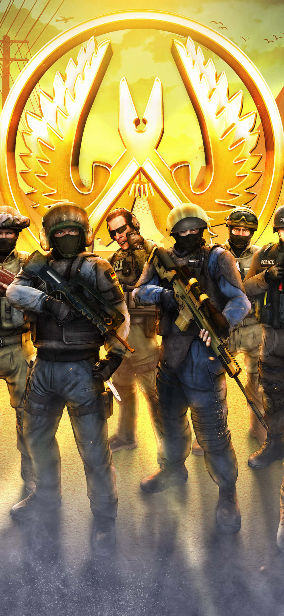 Android Counter-strike Global Offensive Contraterroristas con Fondo de Logotipo Fondos de pantalla