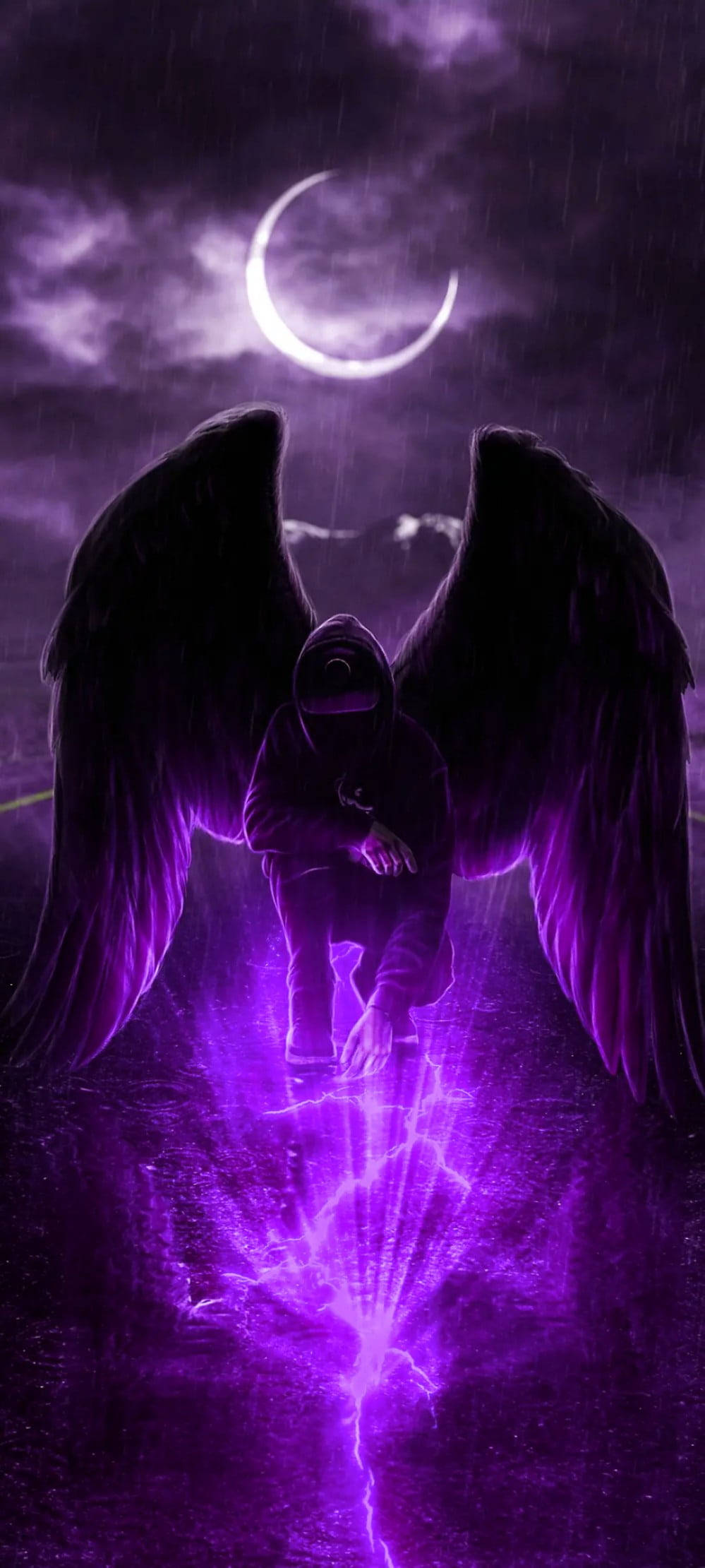 Ángel Aesthetic Negro y Morado Fondos de pantalla