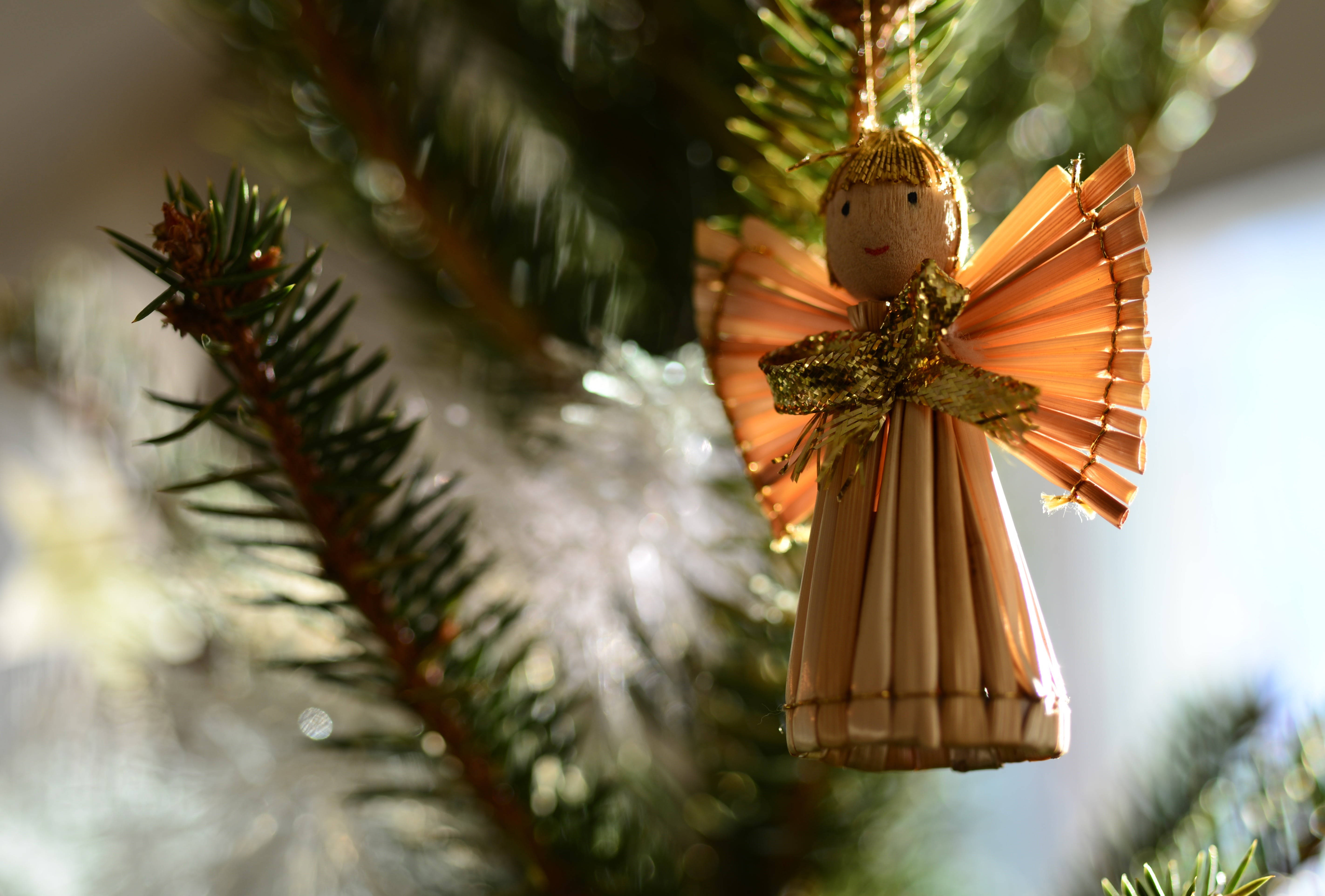 Ángel de Navidad de Paja Hecho a Mano Encantador Fondos de pantalla