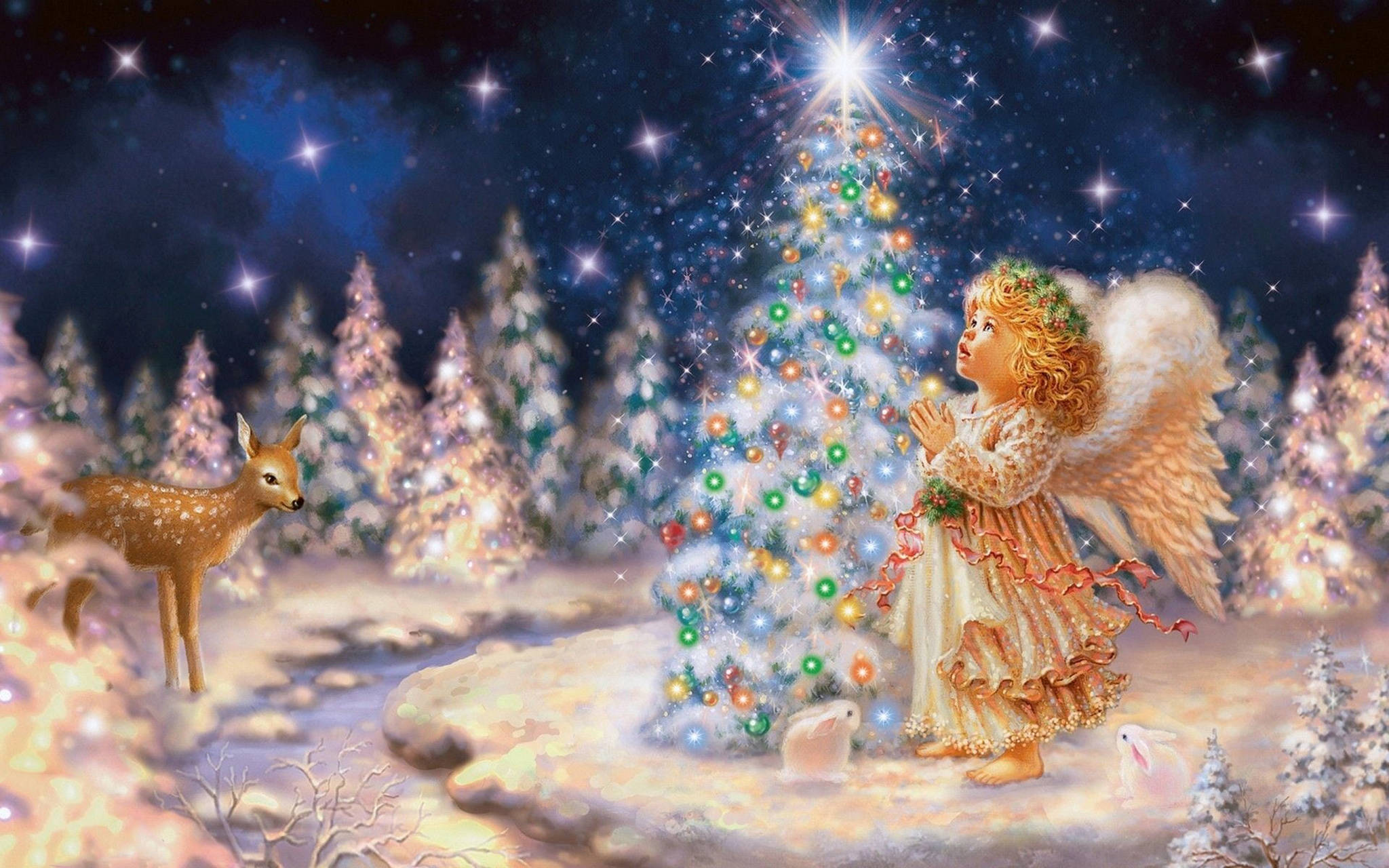 Ángel de Navidad rezando Fondos de pantalla
