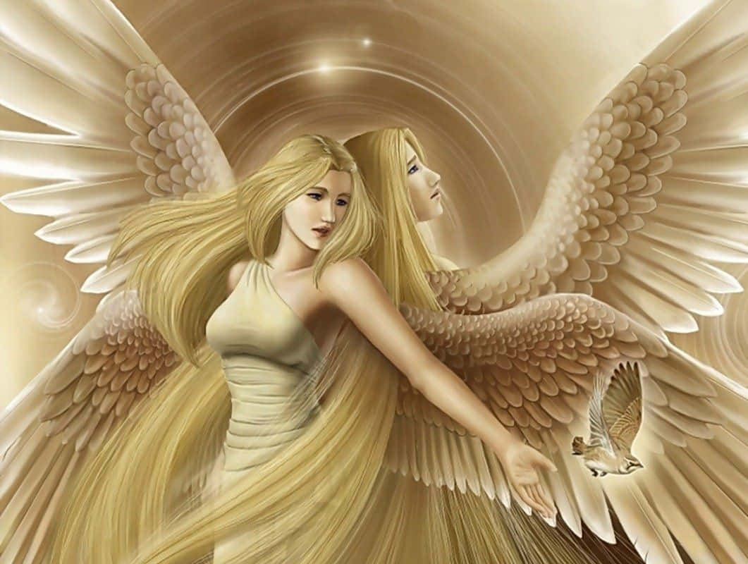 Ángel tierno con cabello rubio dorado Fondos de pantalla