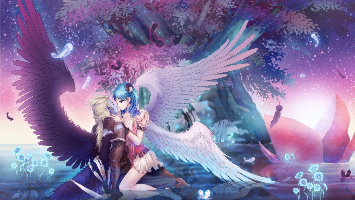 Ángel y demonio anime romántico Fondos de pantalla