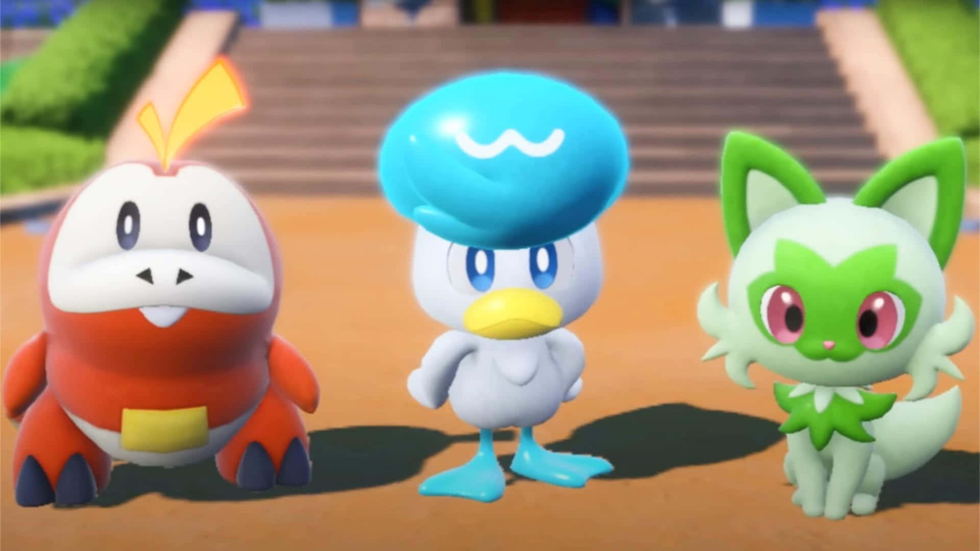 Animación 3D de Fuecoco, Quaxly y Sprigatito Fondos de pantalla