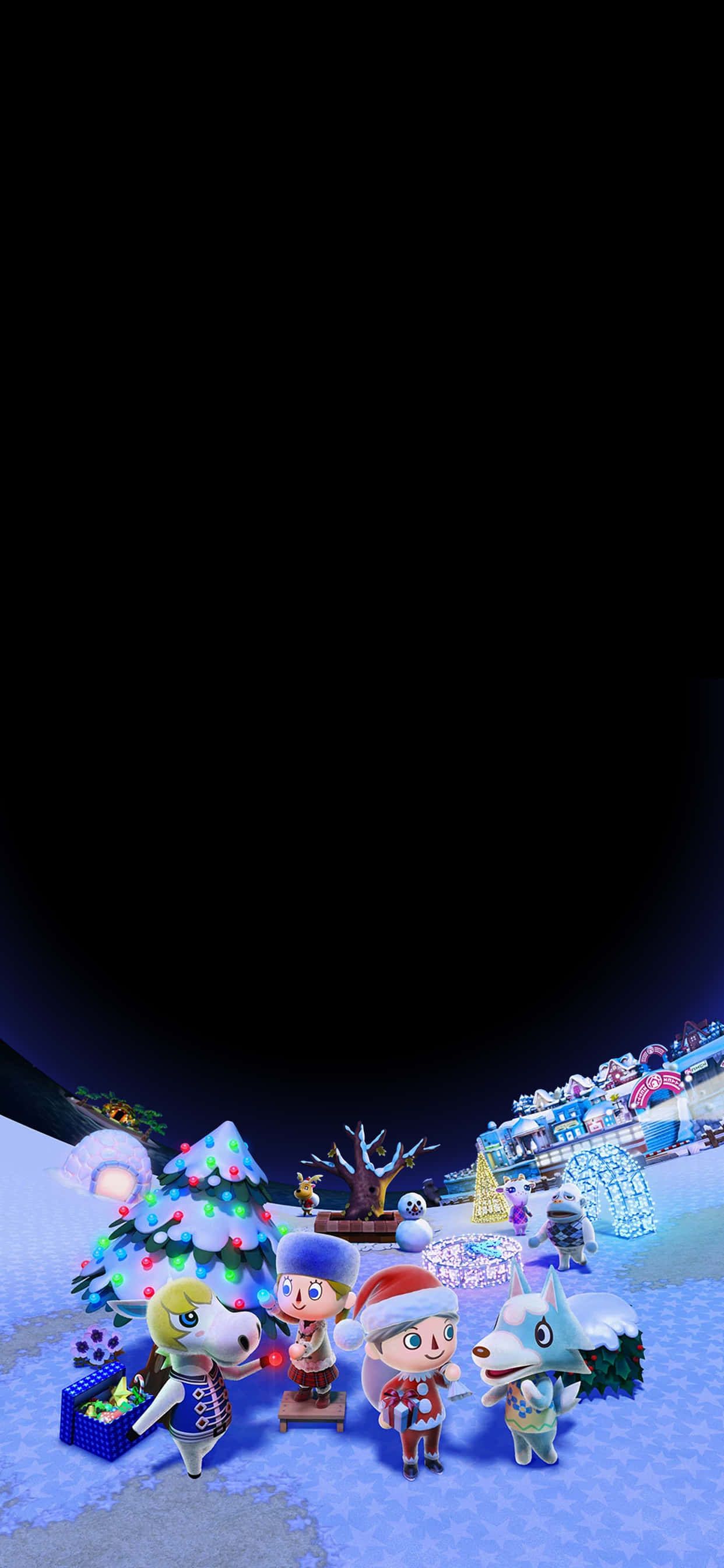 Animal Crossing Invierno Negro Móvil Fondos de pantalla