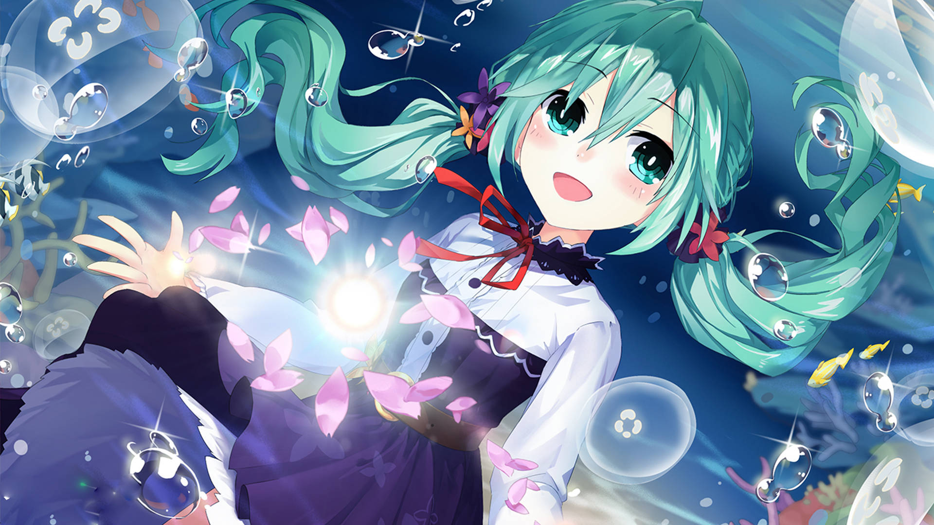 Fondo de pantalla de anime chica feliz y linda en vivo