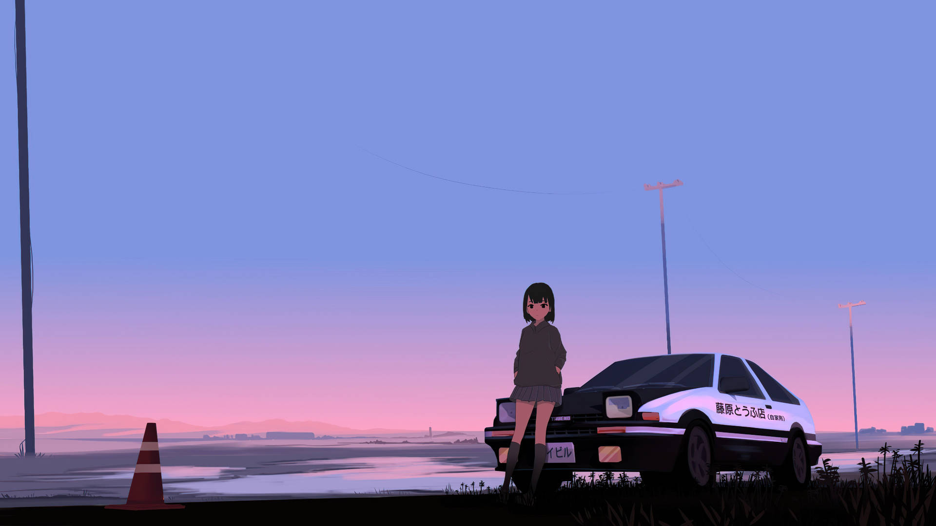 Anime de Autos y Cielo Pastel Fondos de pantalla