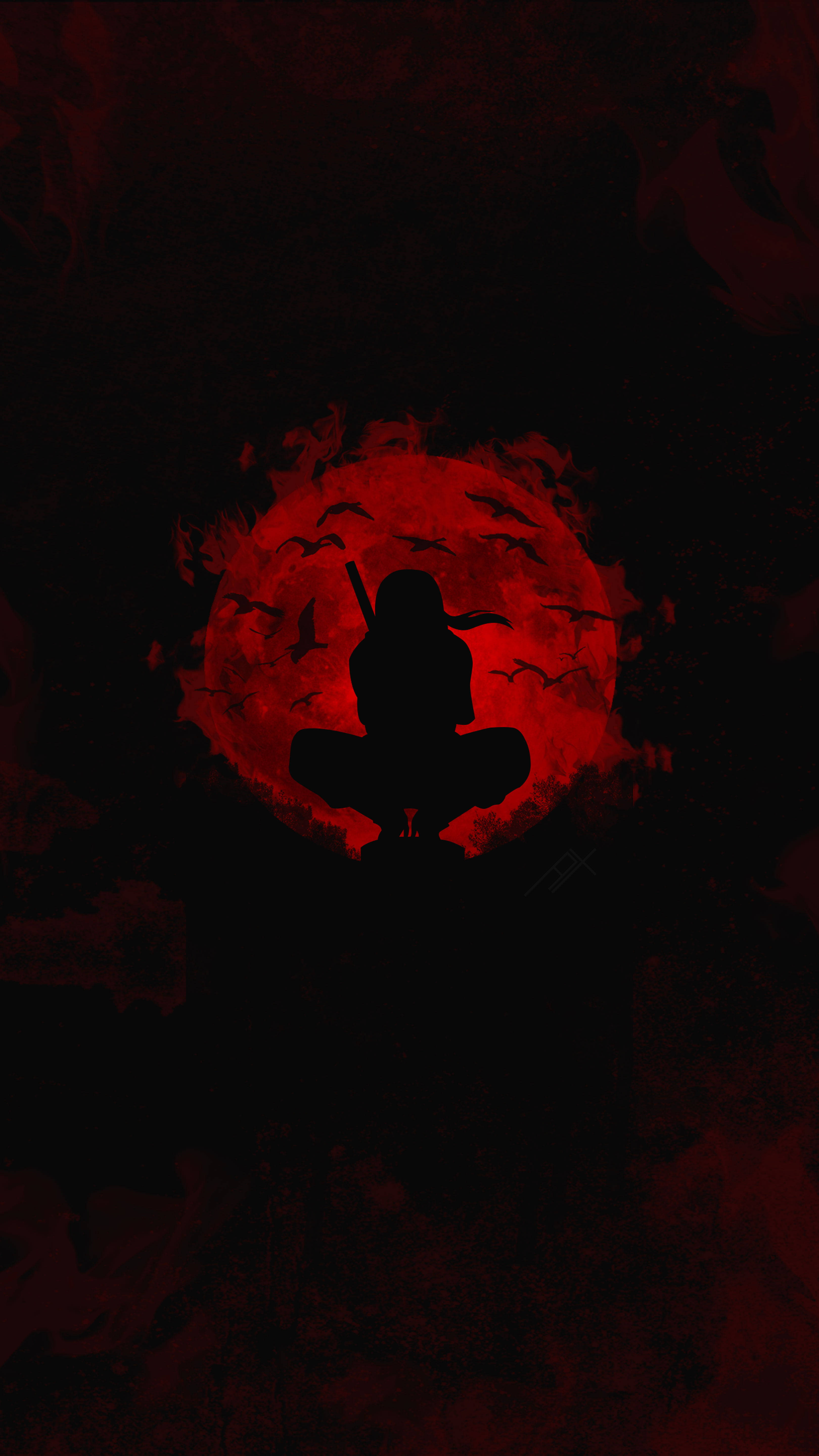 Anime Ninja Uchiha Itachi PFP Silueta Luna Roja Fondos de pantalla