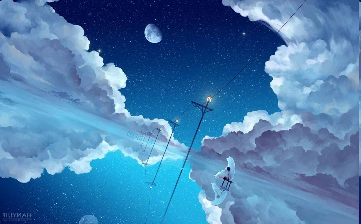 Anime Paisaje Nocturno Azul Fondos de pantalla