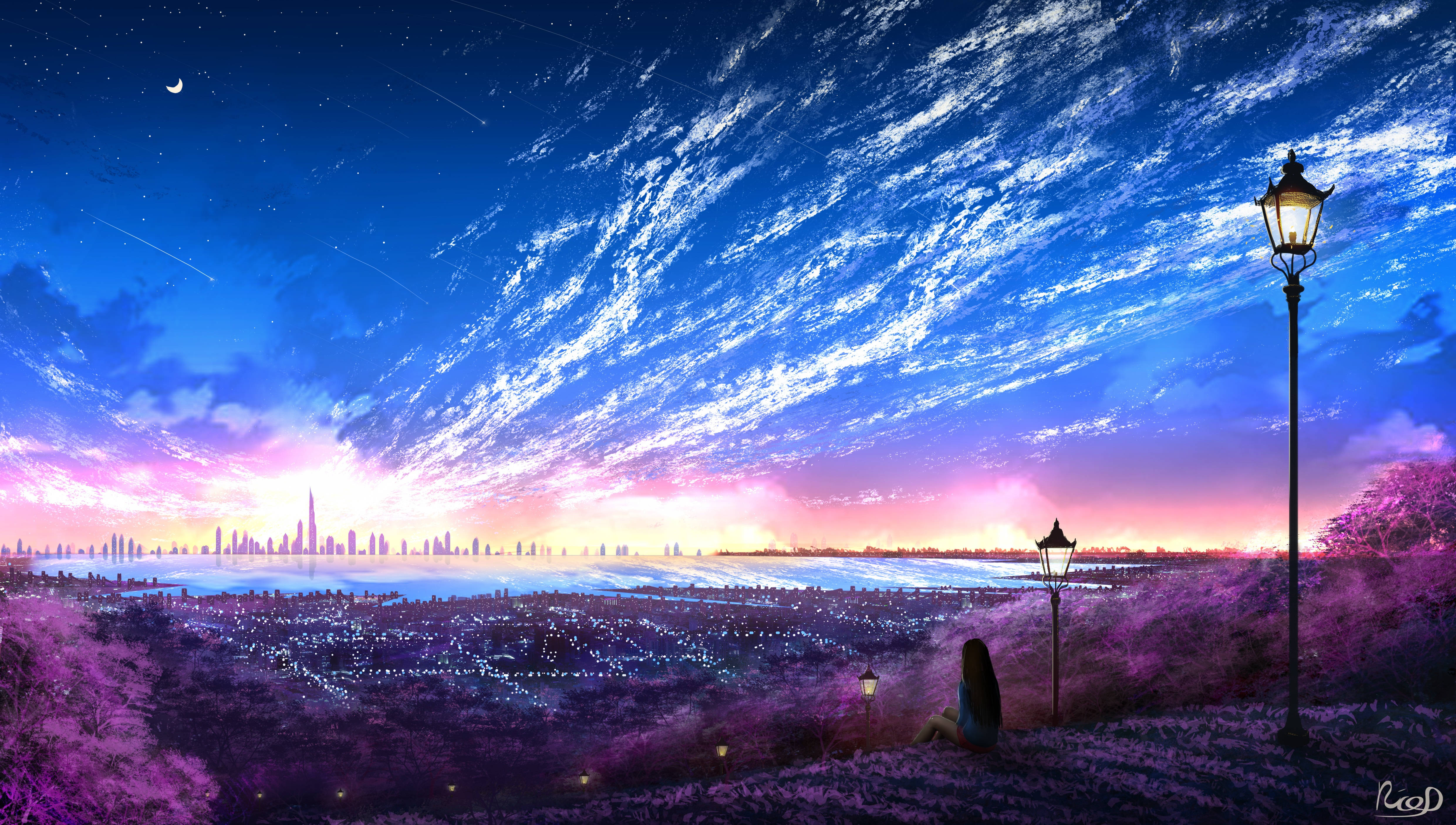 Anime Púrpura Estético 4K Fondos de pantalla