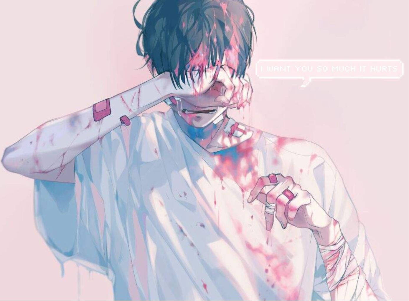 Anime Triste y Sangriento Chico Estética Fondos de pantalla