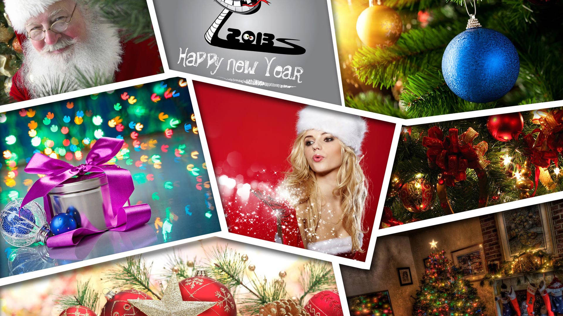 Año Nuevo y collage navideño Fondos de pantalla