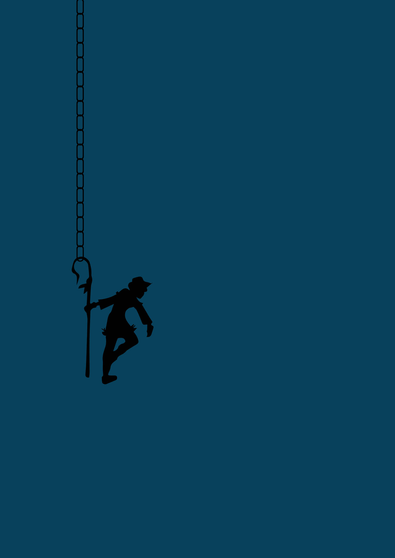 Joker payaso sosteniendo una cadena sobre un fondo azul, arte vectorial.