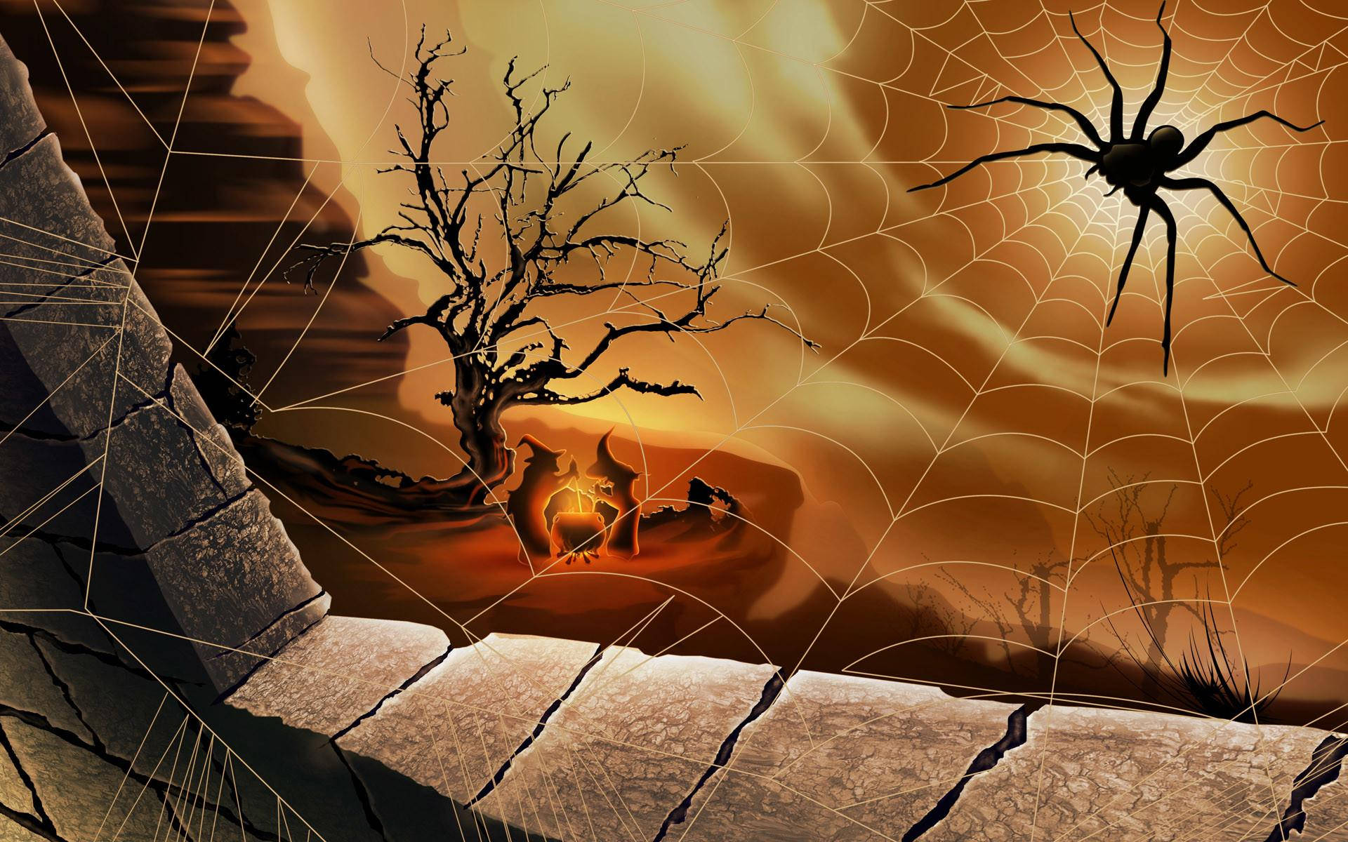 Araña Vintage de Halloween Fondos de pantalla