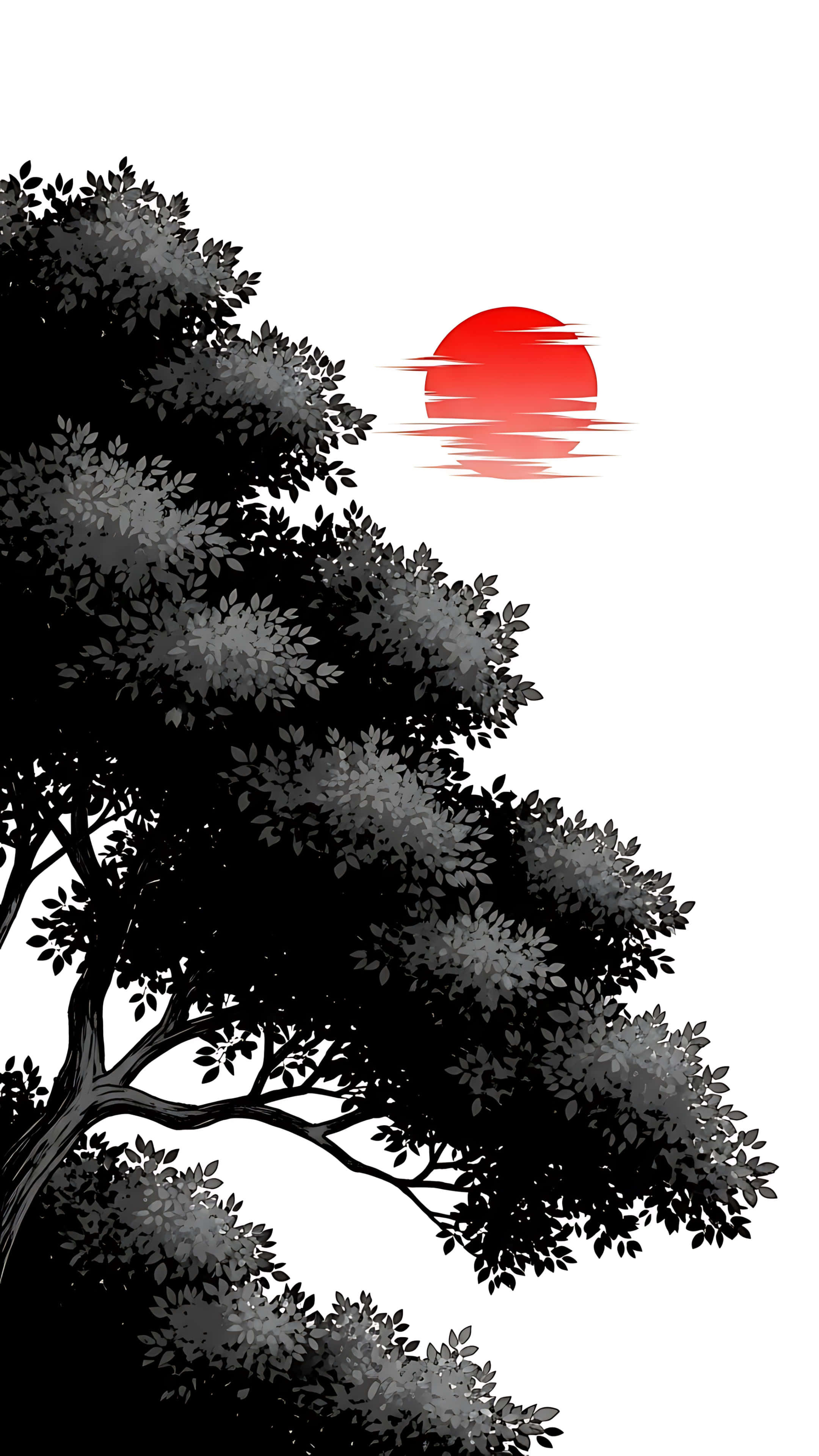 Árbol al Atardecer en Tinta Fondos de pantalla