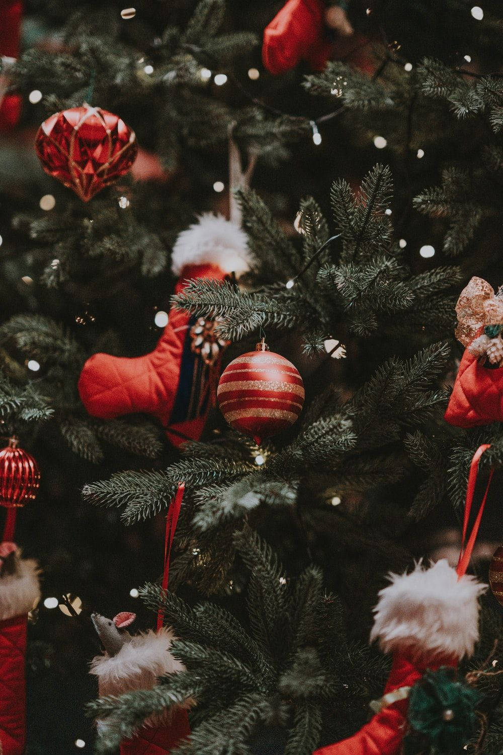 Árbol de Navidad Rojo Estético y Lindo Fondos de pantalla