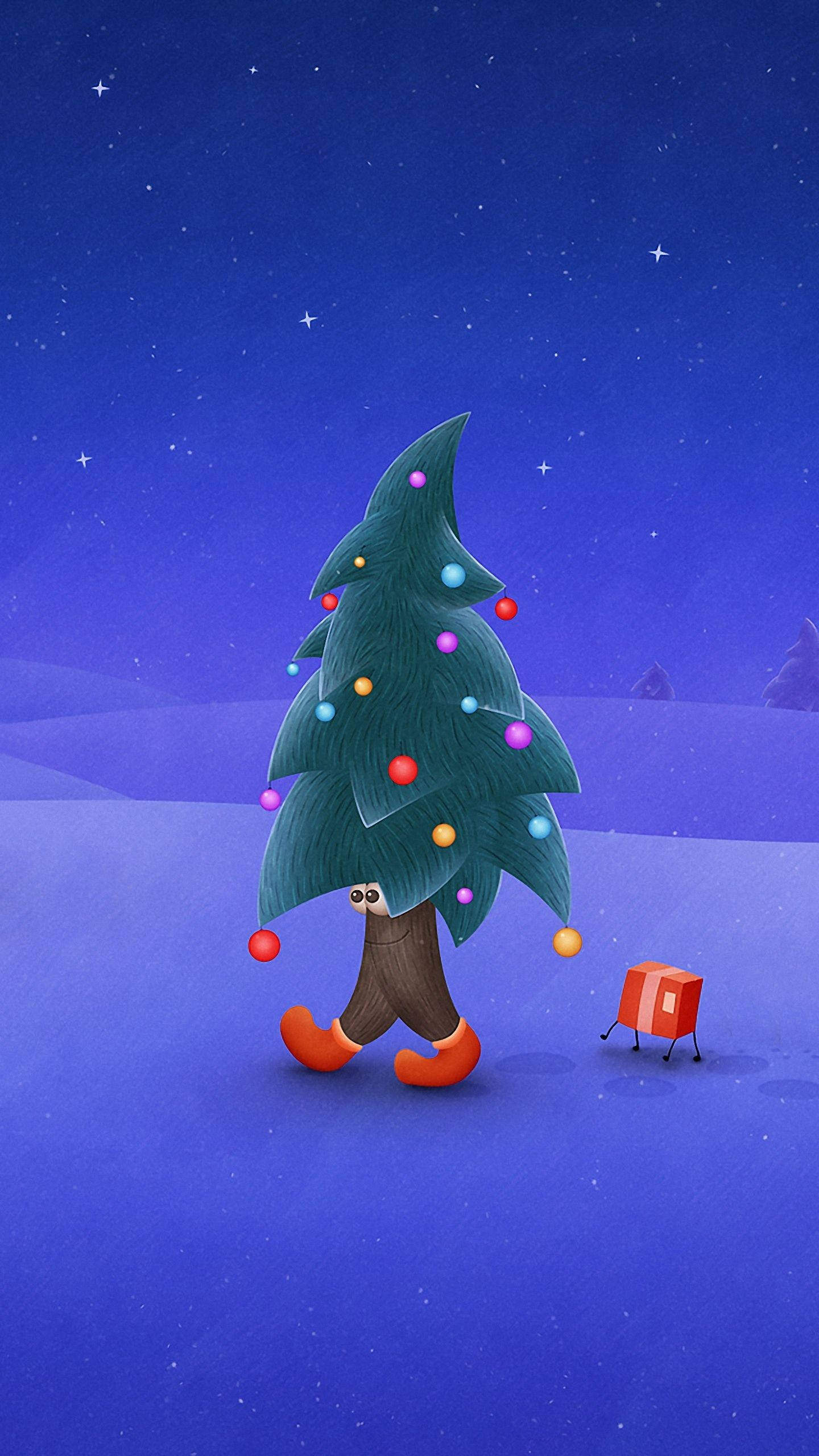 Árbol de Navidad Caminando Divertido Navidad Fondos de pantalla