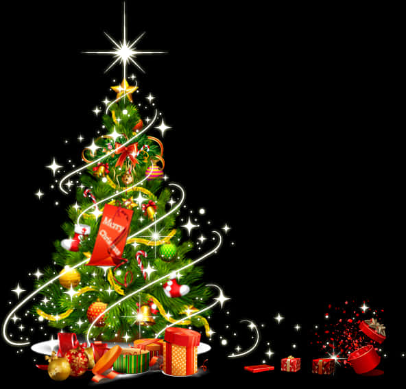 Árbol de Navidad Brillante con Regalos Fondos de pantalla