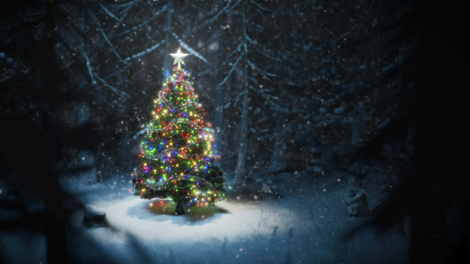 Árbol de Navidad con Decoraciones y Luces Fondos de pantalla