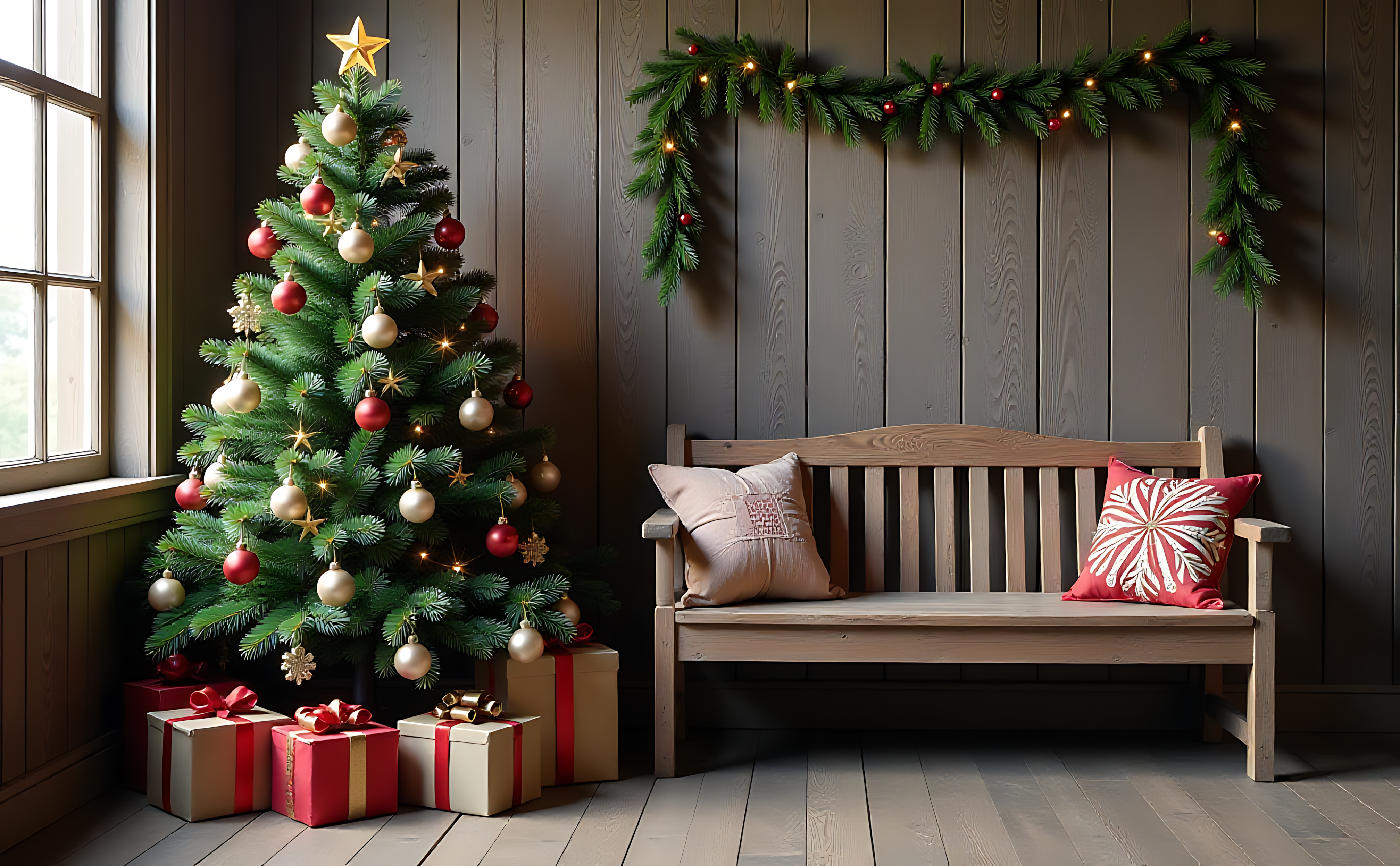 Árbol de Navidad decorado con luces Fondos de pantalla
