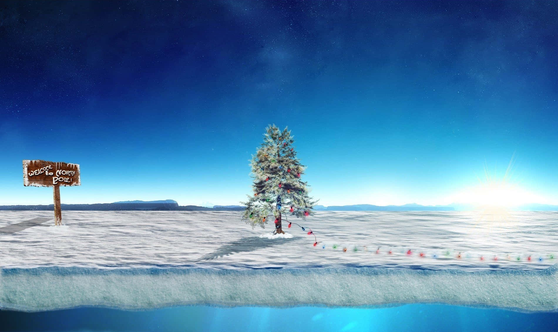 Árbol de Navidad decorado en el Polo Norte Fondos de pantalla