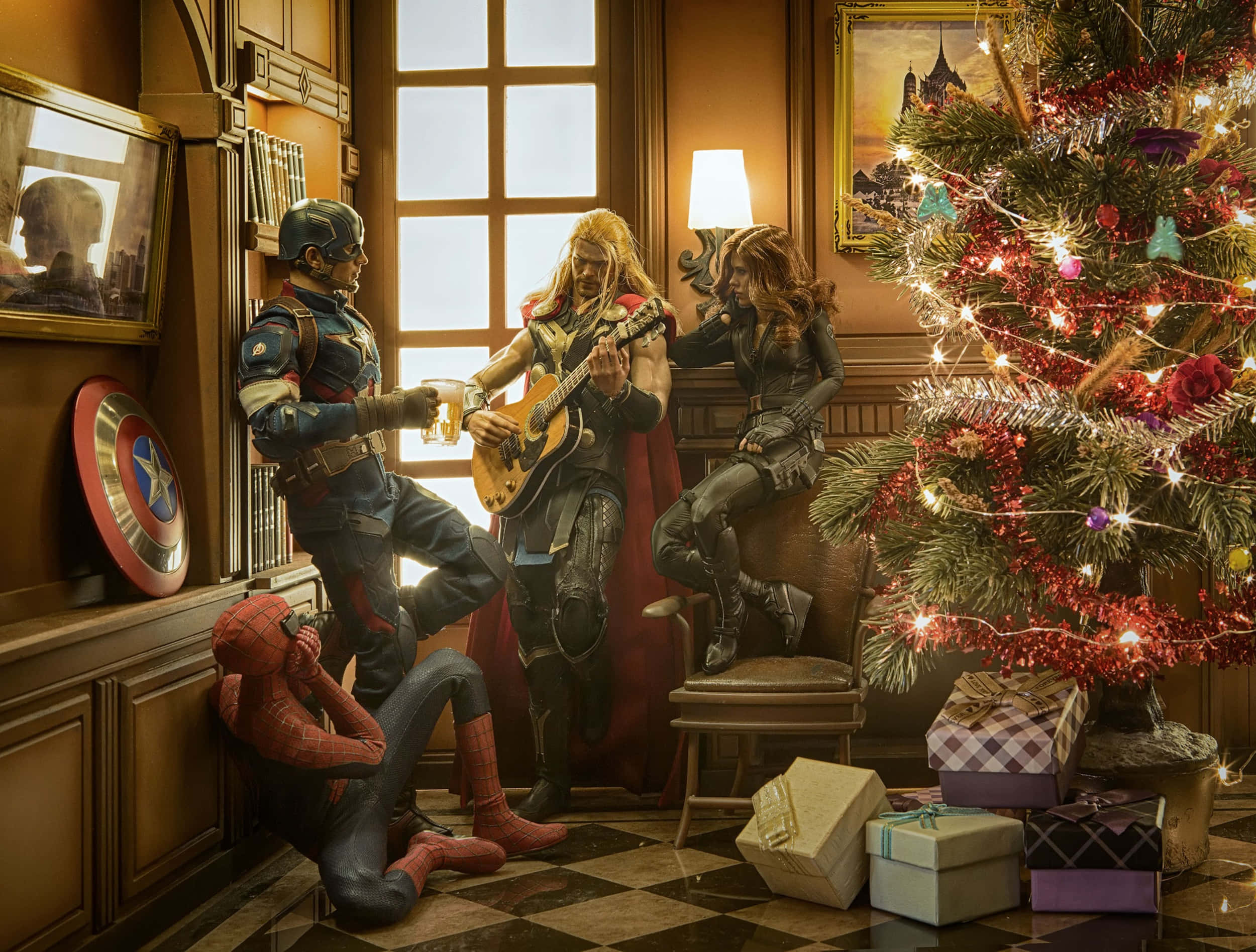 Árbol de Navidad de Superhéroes Marvel Fondos de pantalla