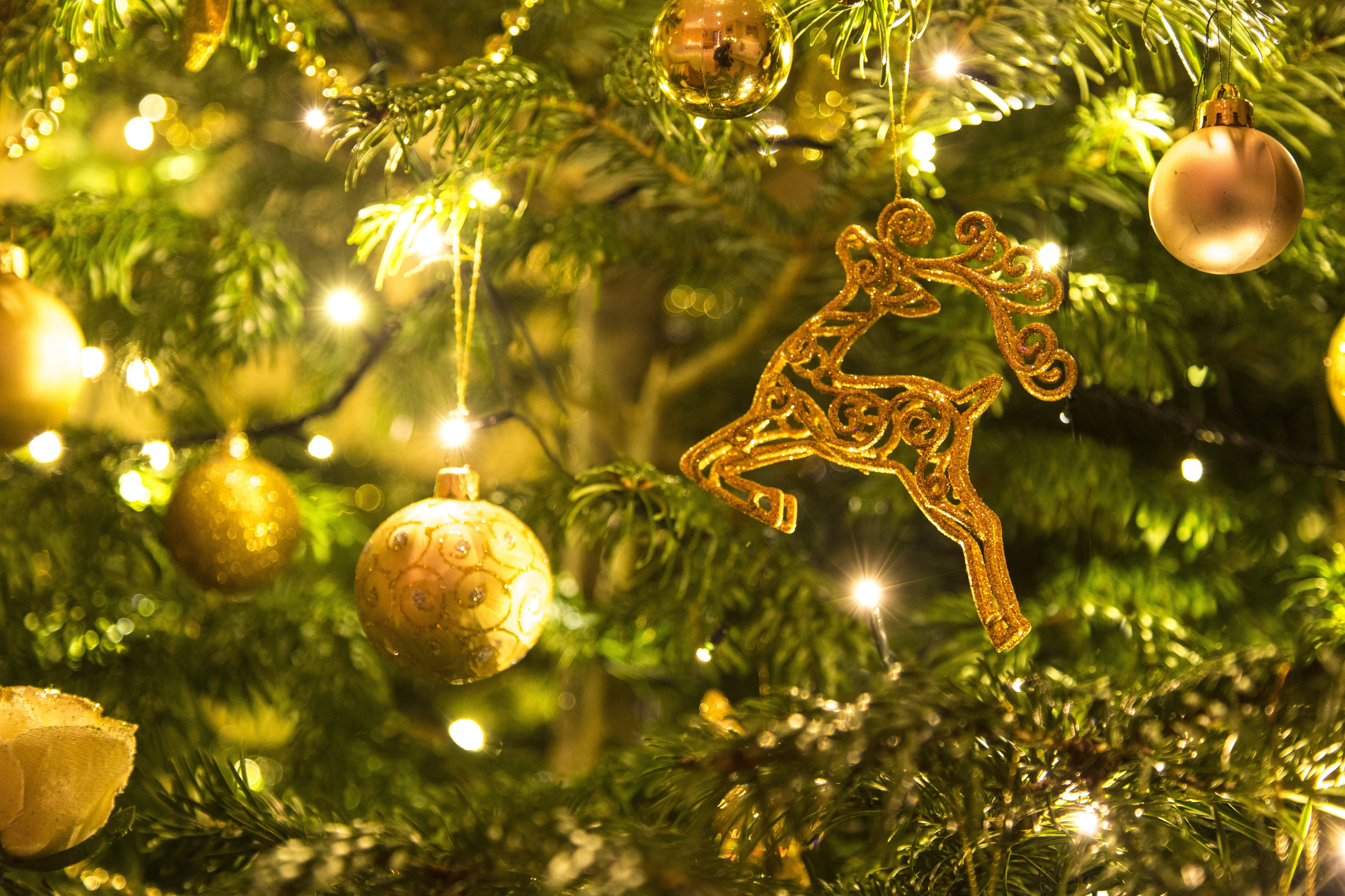 Árbol de Navidad con adornos dorados Fondos de pantalla