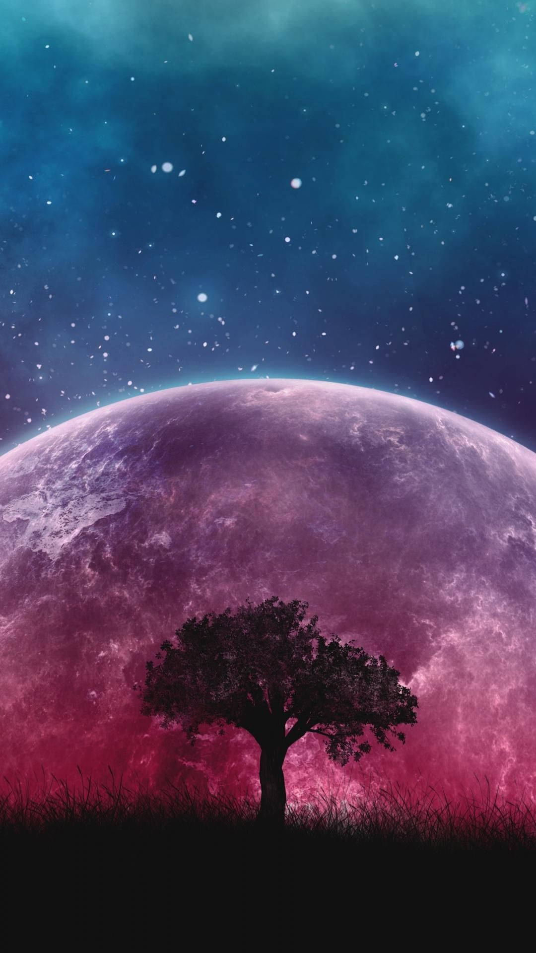 Árbol sobre una galaxia encantadora Fondos de pantalla