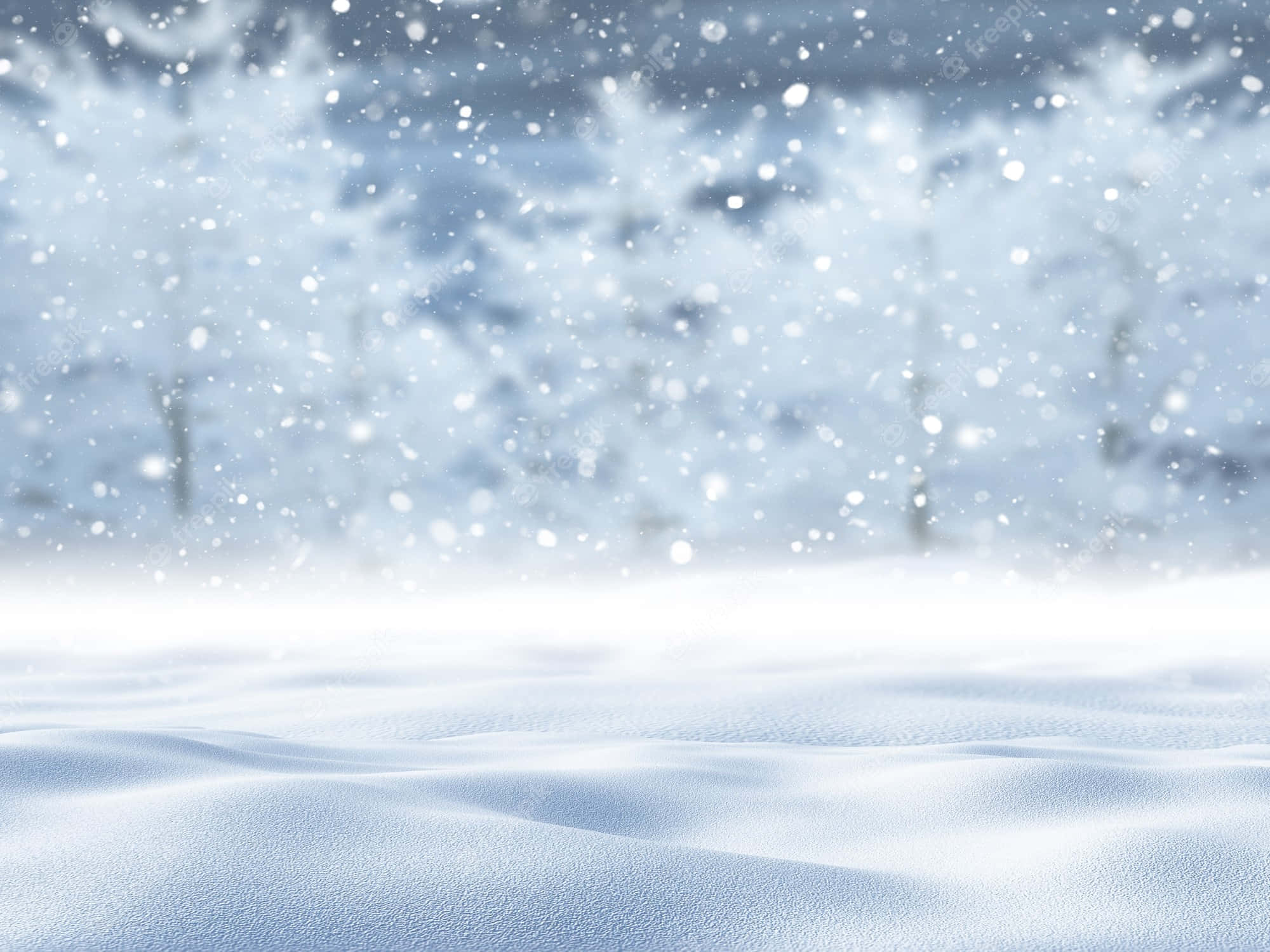 Árboles blancos de invierno con fondo de nieve cayendo Fondos de pantalla