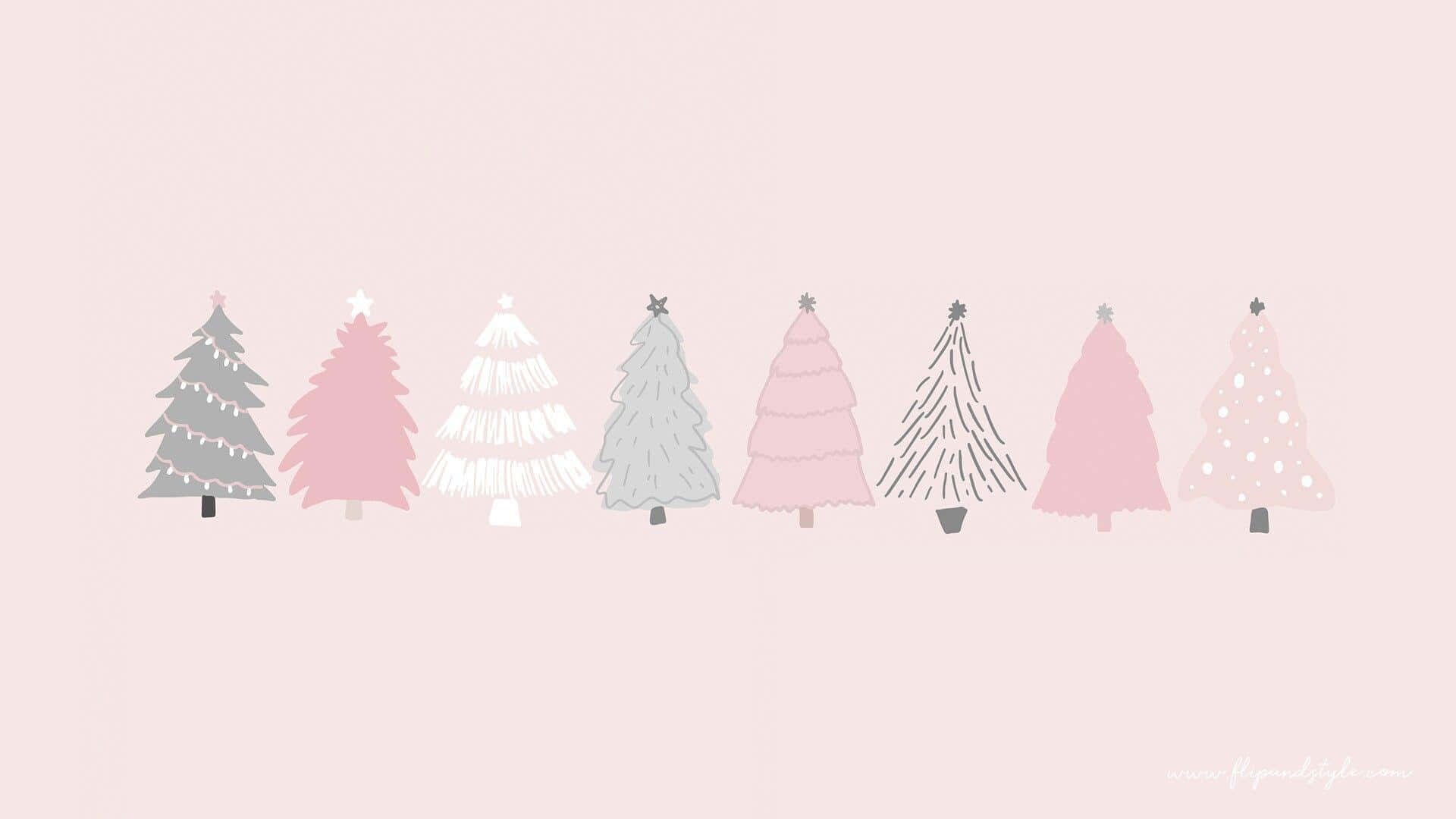 árboles de navidad sobre fondo rosado Fondos de pantalla