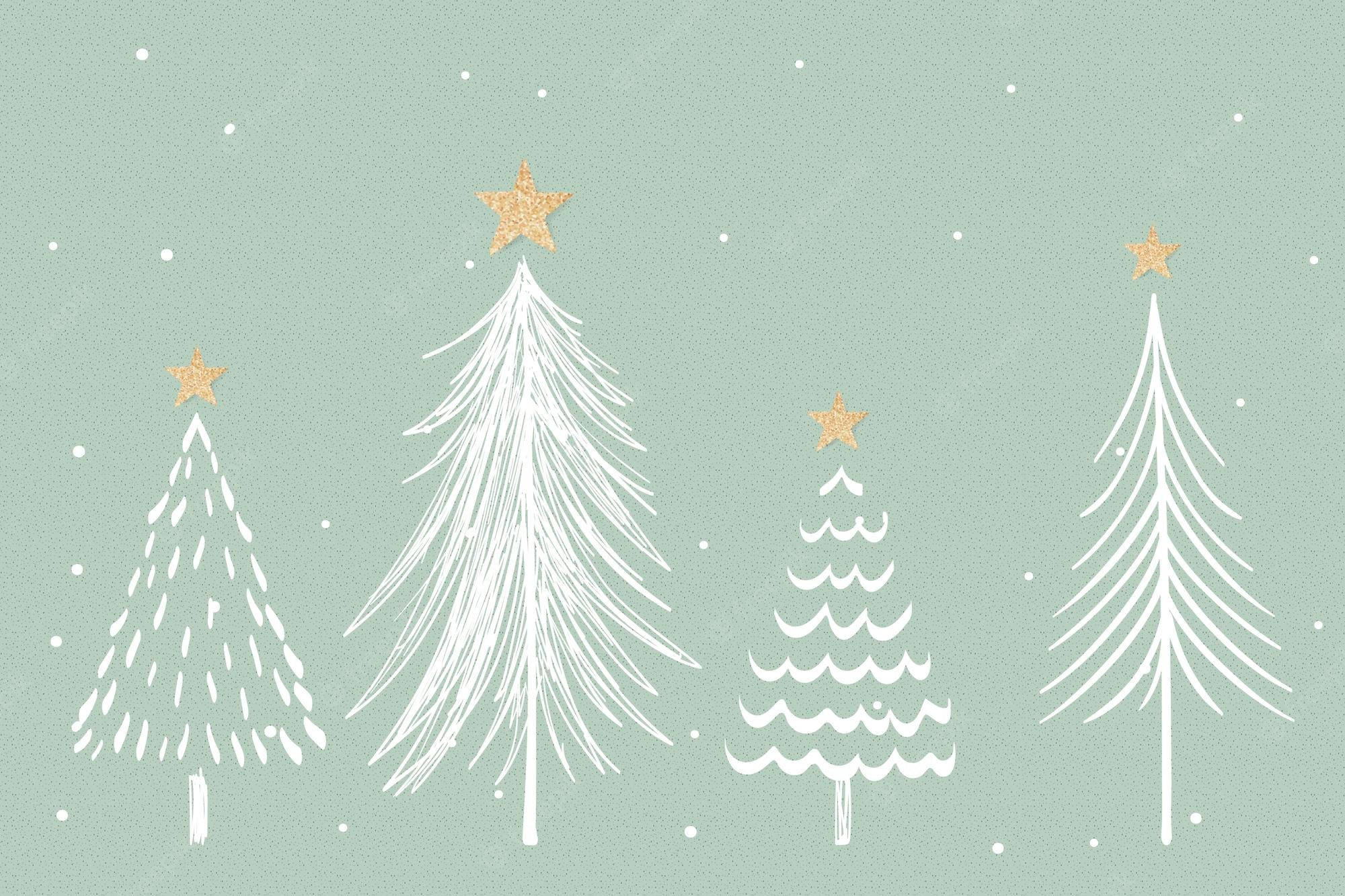Árboles de Navidad Verde y Blanco Estético Fondos de pantalla