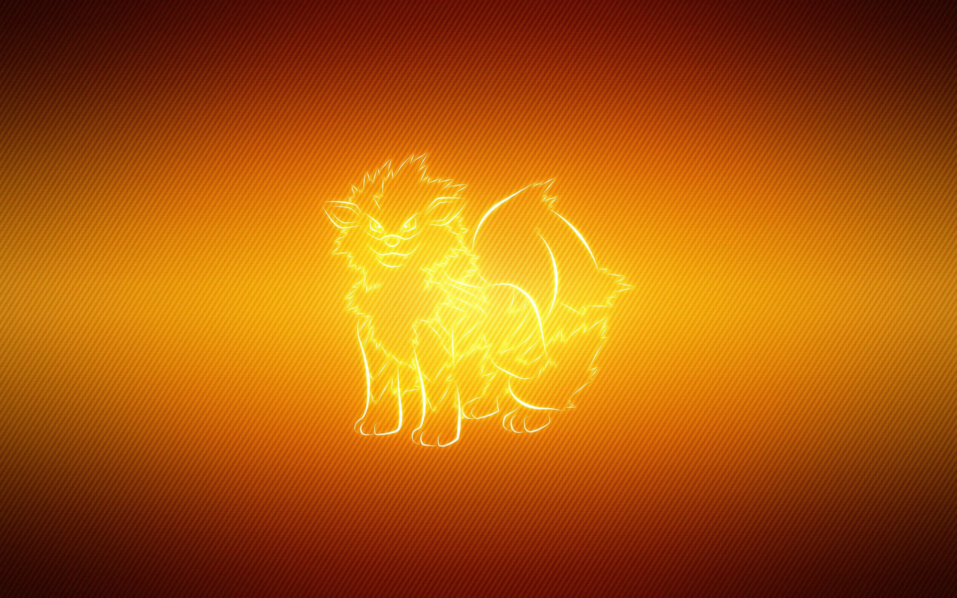 Fanart neón amarillo de Pokémon Arcanine para fondo de pantalla.