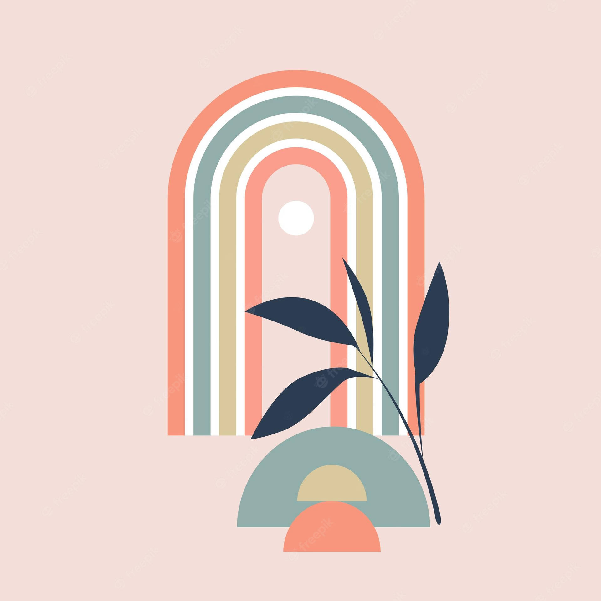 Arcoíris Boho con Hoja Fondos de pantalla