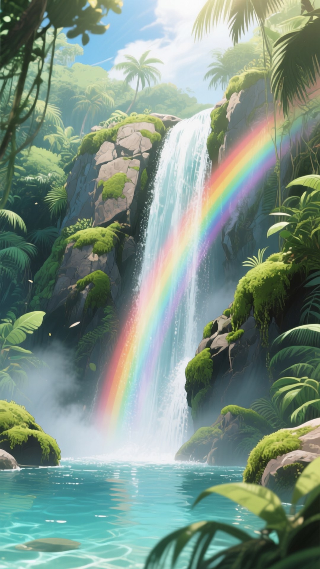 Arcoíris de niebla en cascada Fondos de pantalla