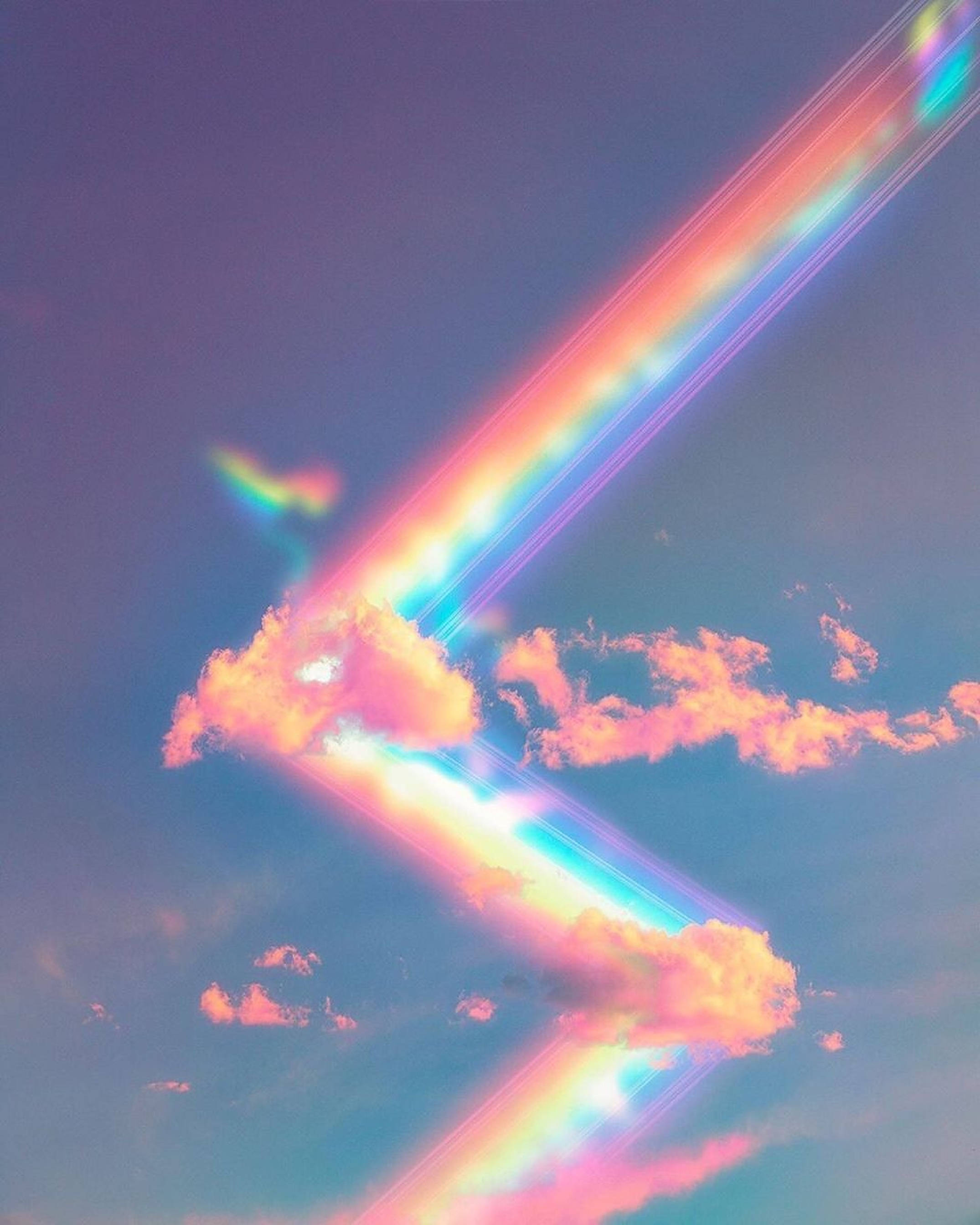 Arcoíris pastel en zigzag con nubes Fondos de pantalla