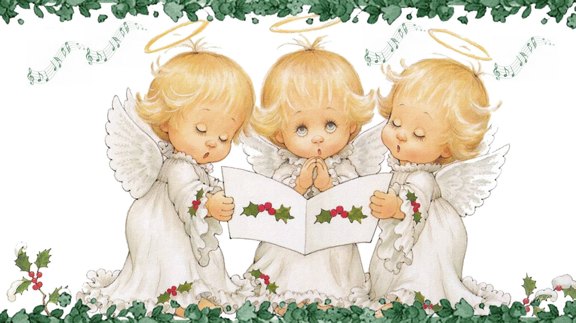 Armonía Alegre - Ángeles Navideños Cantando Fondos de pantalla