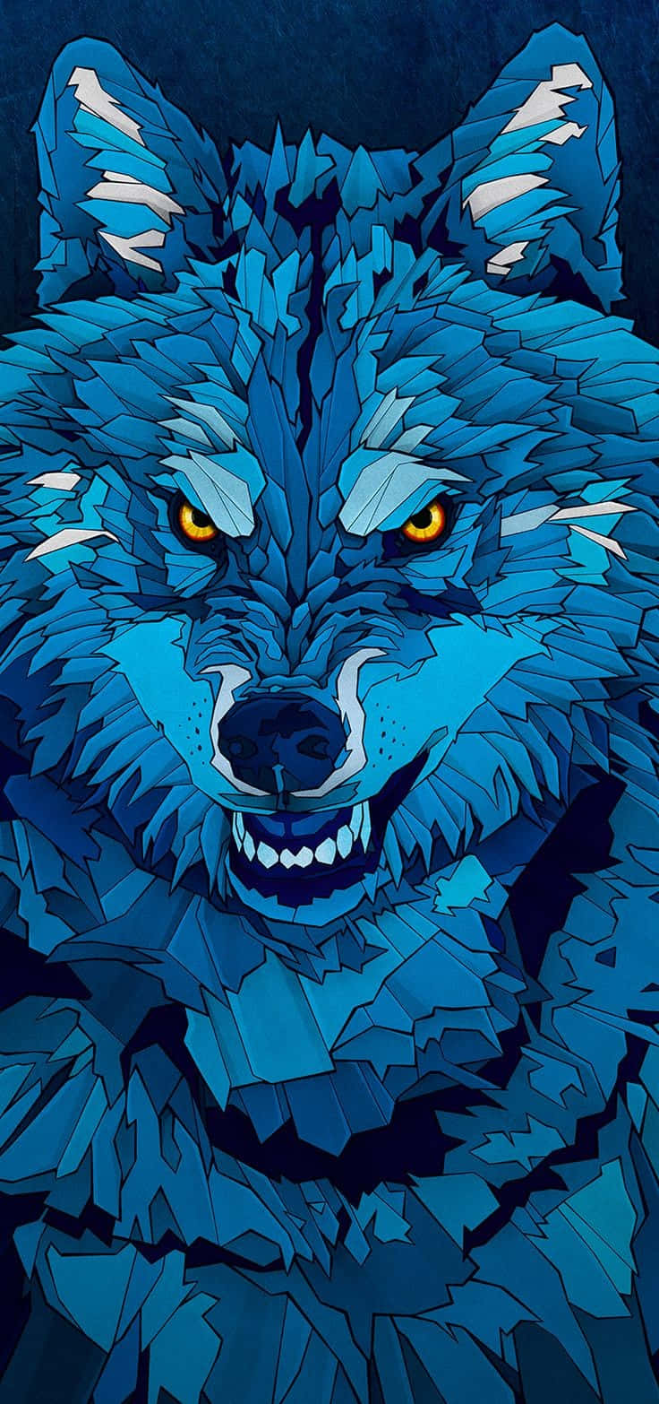 Arte Abstracto de Lobo Azul Frío para Teléfono Fondos de pantalla