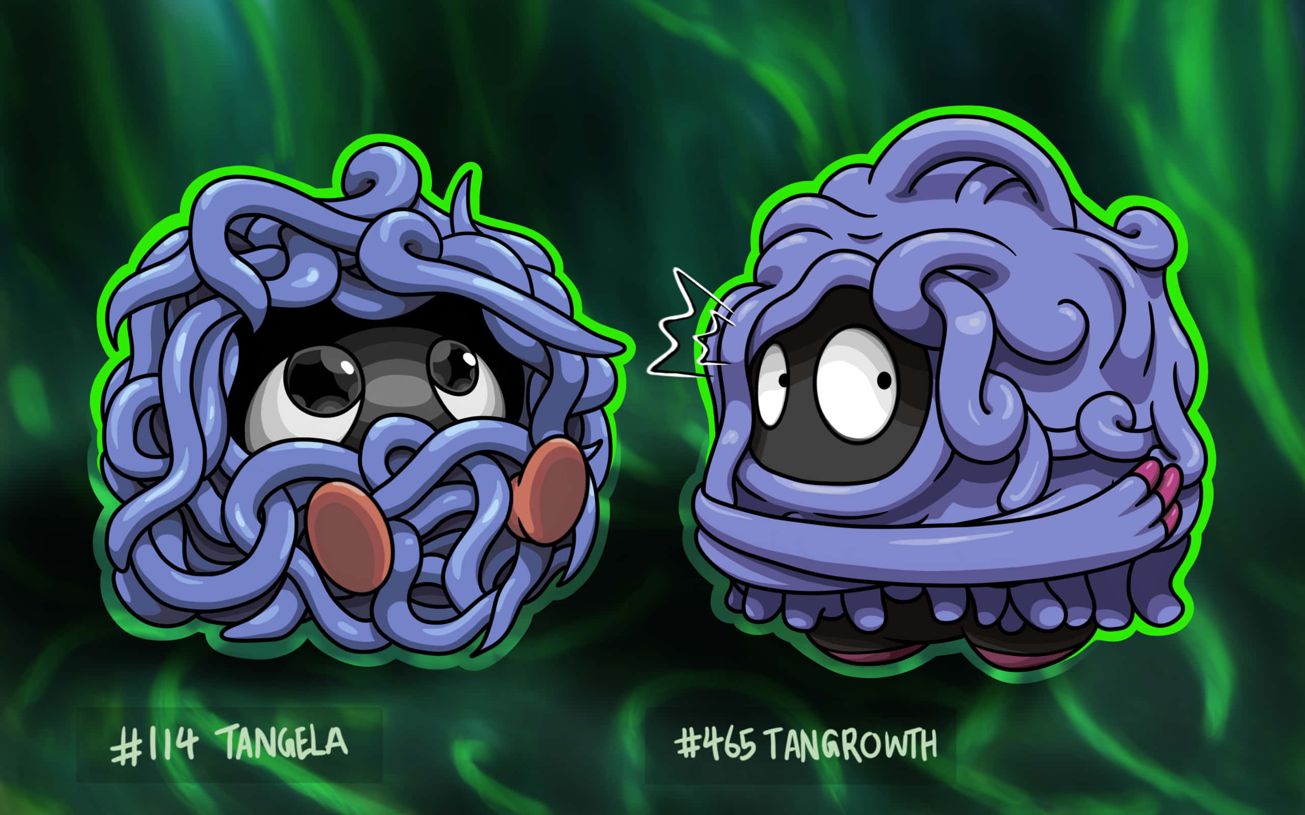 Arte adorable de Tangela y Tangrowth Fondos de pantalla