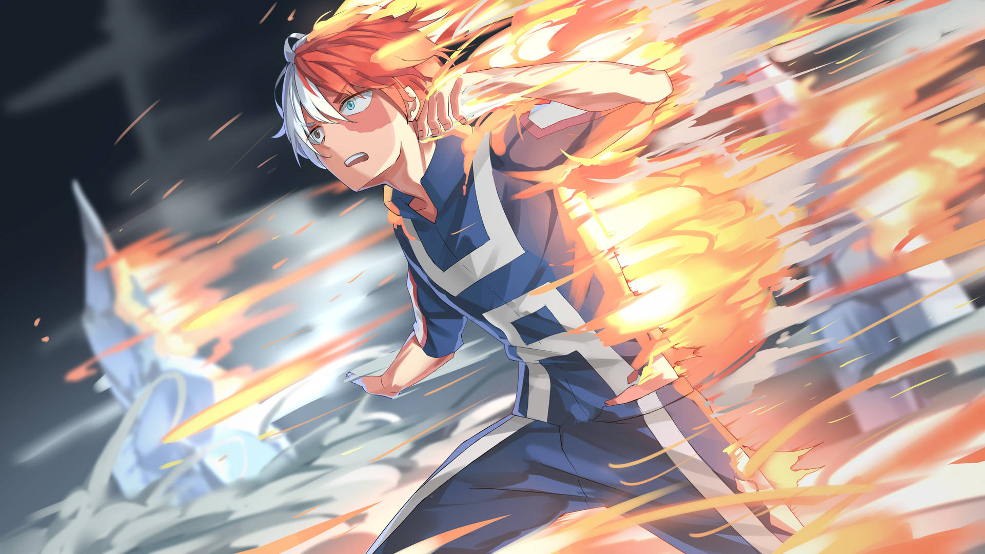 Arte adorable de Todoroki con fuego Fondos de pantalla