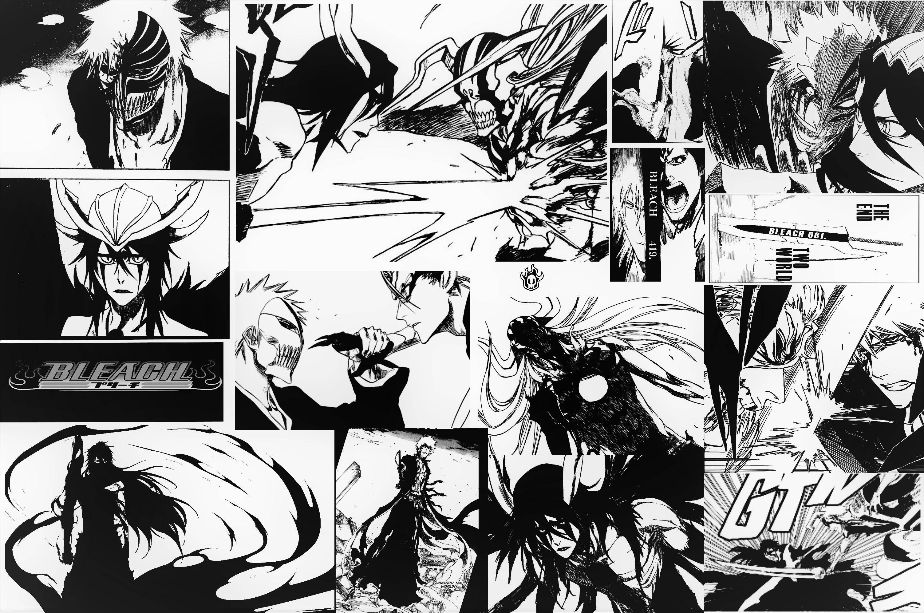 Arte anime en blanco y negro de Bleach Ichigo manga Fondos de pantalla